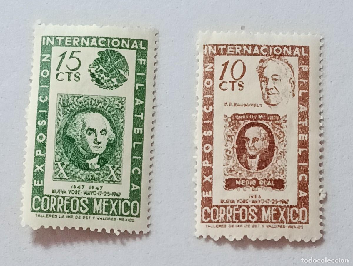 Sellos: Sellos M&eacute;xico 1947 Exposici&oacute;n Filat&eacute;lica Internacional. Nueva York. I Centenario de la emisi&oacute;n de se