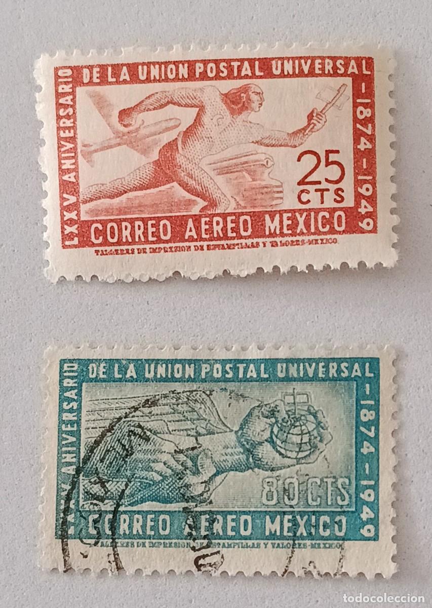 Sellos: Sellos M&eacute;xico 1950 75 Aniversario de la UPU. A&eacute;reos.