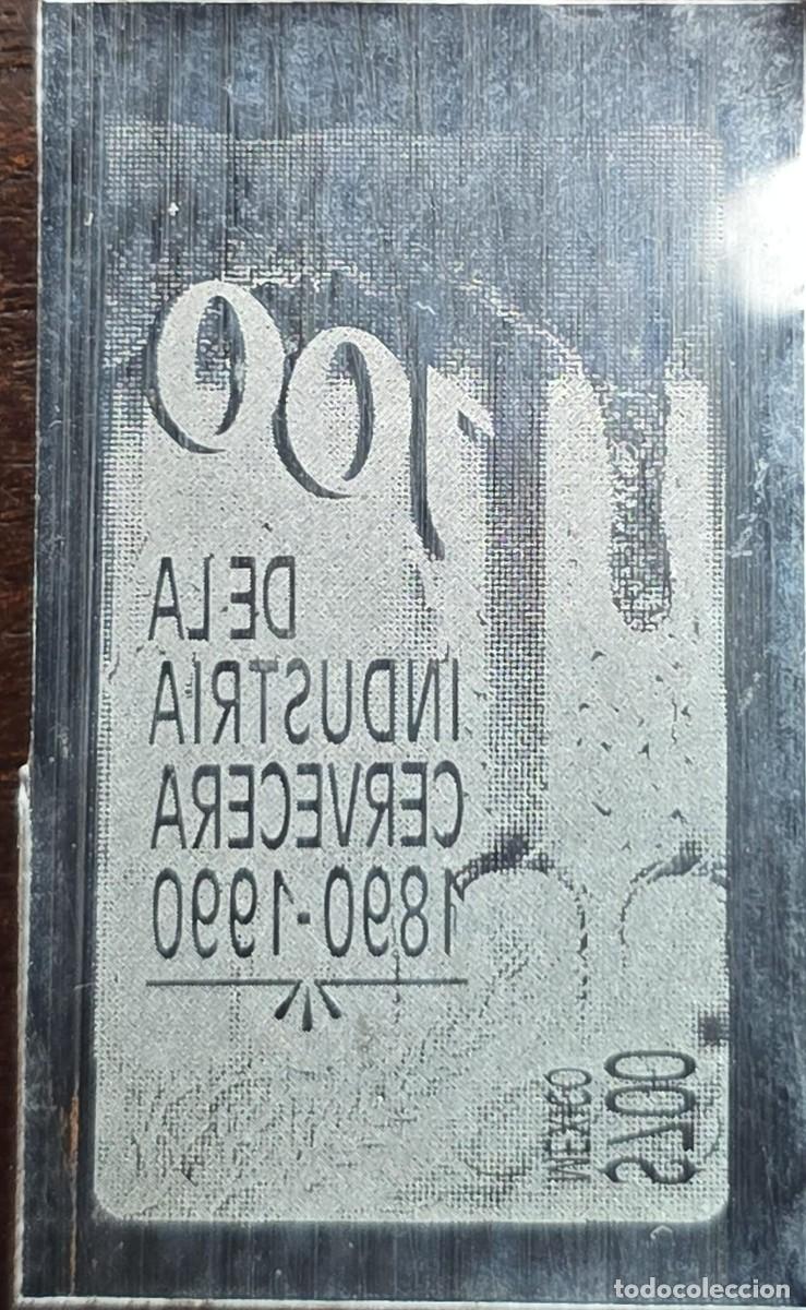 Sellos: MI) MEXICO, PRINTING PLATE, NEVER ISSUED, MIRROR FINISH, 100 YEARS OF THE BREWING INDUSTRY