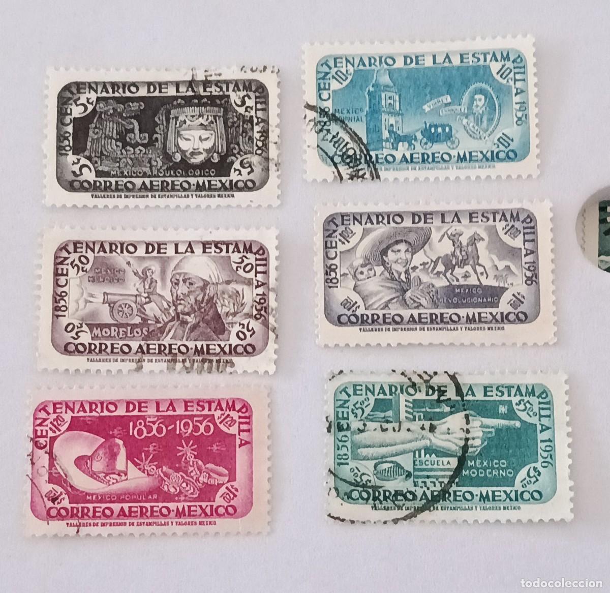 Sellos: Sellos M&eacute;xico 1956 H. 2. I Centenario del sello de M&eacute;xico. A&eacute;reos.