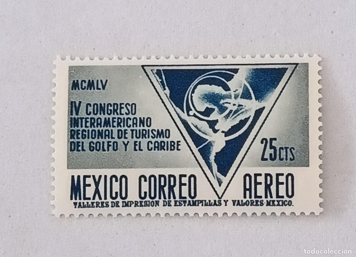 Sellos: Sellos M&eacute;xico 1956 4&ordm; Congreso internacional de turismo del golfo de M&eacute;xico y del Caribe. A&eacute;reo.