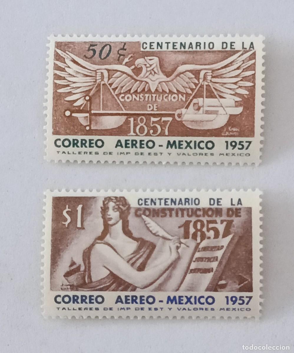 Sellos: Sellos M&eacute;xico 1957 I Centenario de la constituci&oacute;n. A&eacute;reos.