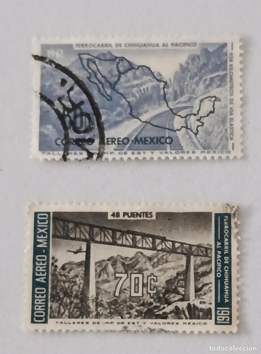 Sellos: Sellos M&eacute;xico 1961 Inauguraci&oacute;n de la l&iacute;nea de ferrocarril de Chiuahua al Pac&iacute;fico. A&eacute;reos.