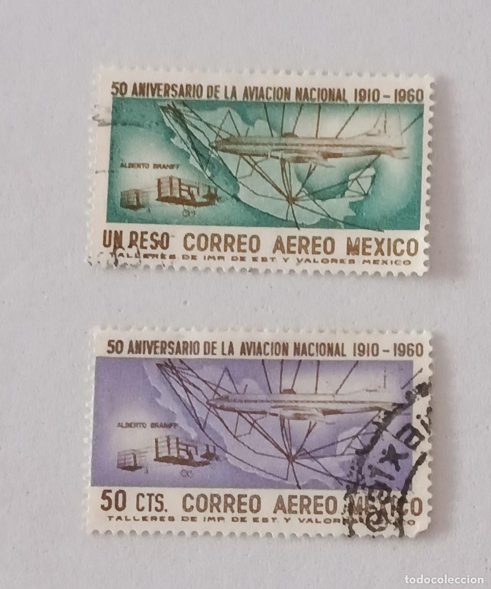 Sellos: Sellos M&eacute;xico 1960 50&ordm; Aniversario de la aviaci&oacute;n mexicana. A&eacute;reos.