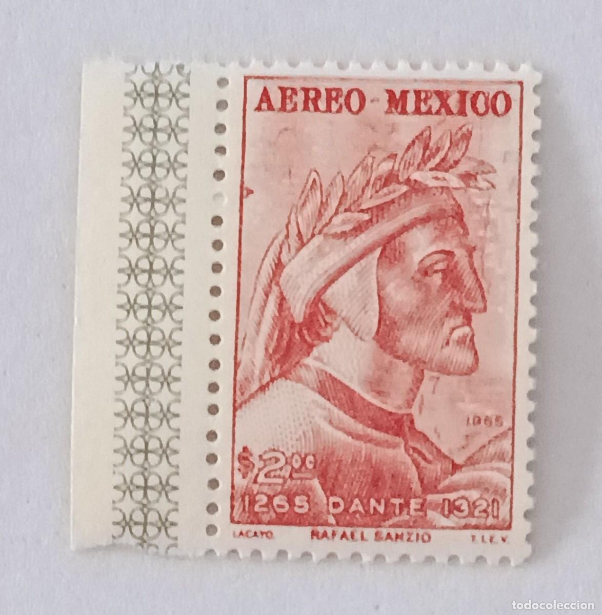 Sellos: Sellos M&eacute;xico 1965 VII Centenario del nacimiento del escritor italiano Dante Alighieri, 1265- 1321.