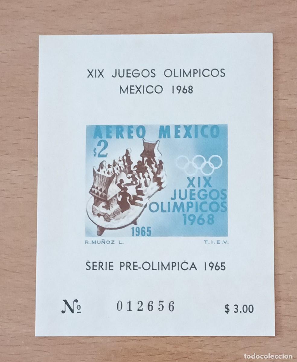 Sellos: Sellos M&eacute;xico 1965 H. 4. Juegos Ol&iacute;mpicos. M&eacute;xico DF. A&eacute;reo.