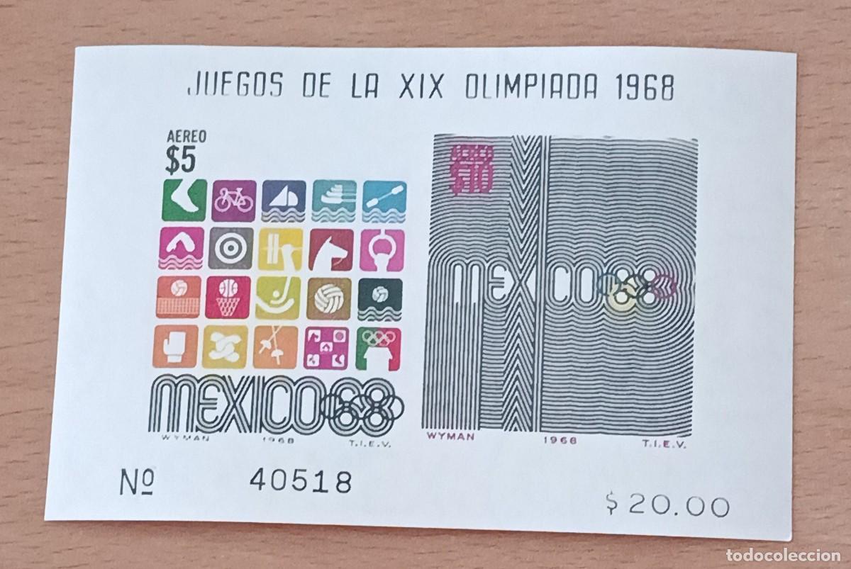 Sellos: Sellos M&eacute;xico 1968 H. 18. Juegos Ol&iacute;mpicos. M&eacute;xico DF. A&eacute;reo.