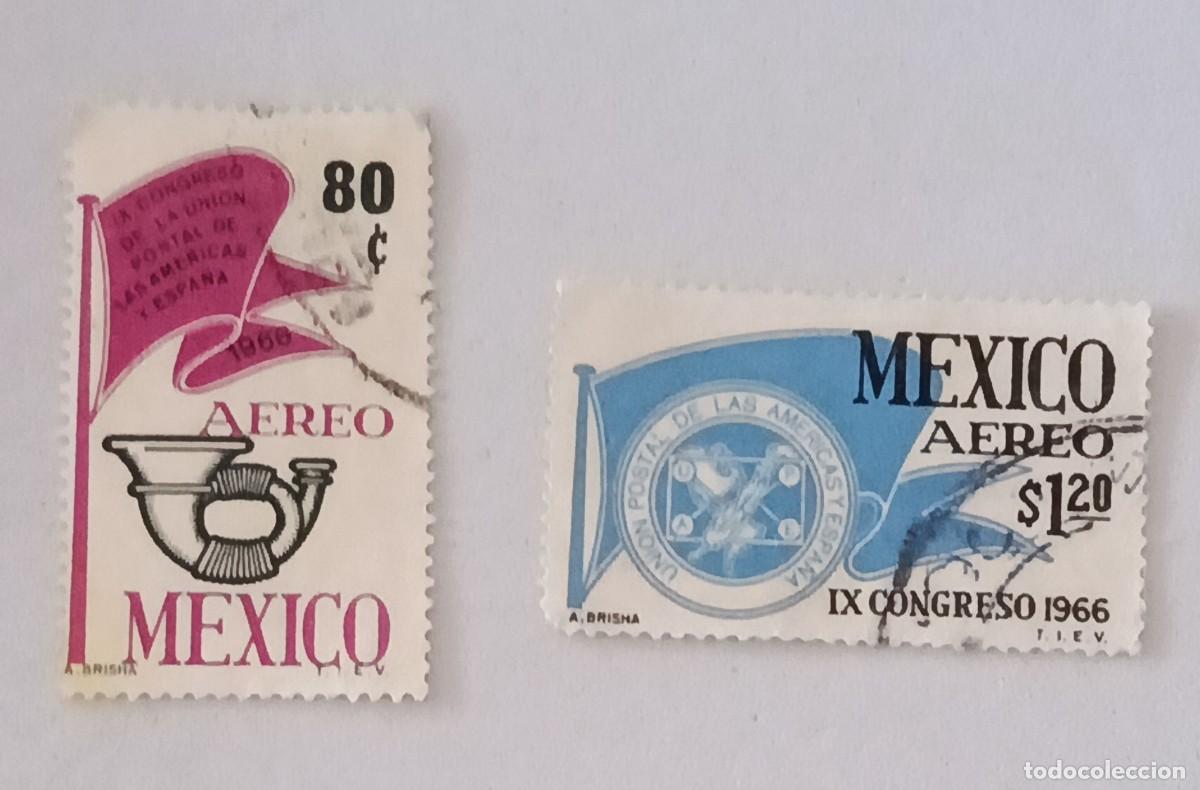 Sellos: Sellos M&eacute;xico 1966 9&ordm; Congreso de la uni&oacute;n postal de las Am&eacute;ricas y Espa&ntilde;a. UPAEP. M&eacute;xico. A&eacute;reos.