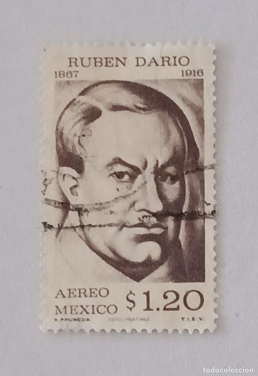Sellos: Sellos M&eacute;xico 1966 50&ordm; Aniversario de la muerte de Rub&eacute;n Dar&iacute;o, 1867 - 1916. Poeta nicarag&uuml;ense. A&eacute;r