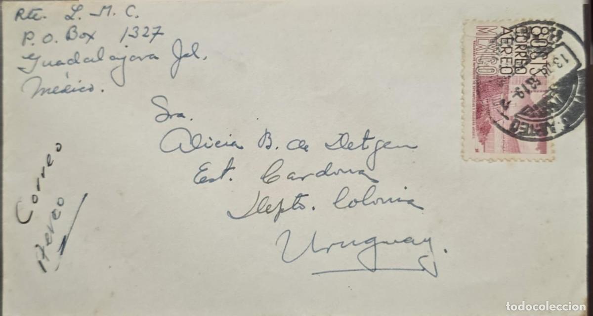 Sellos: MI) 1952 MEXICO, AIRMAIL COVER SENT FROM GUADALAJARA TO COLONIA URUGUAY, CIUDAD UNIVERSITARIA, MEXIC
