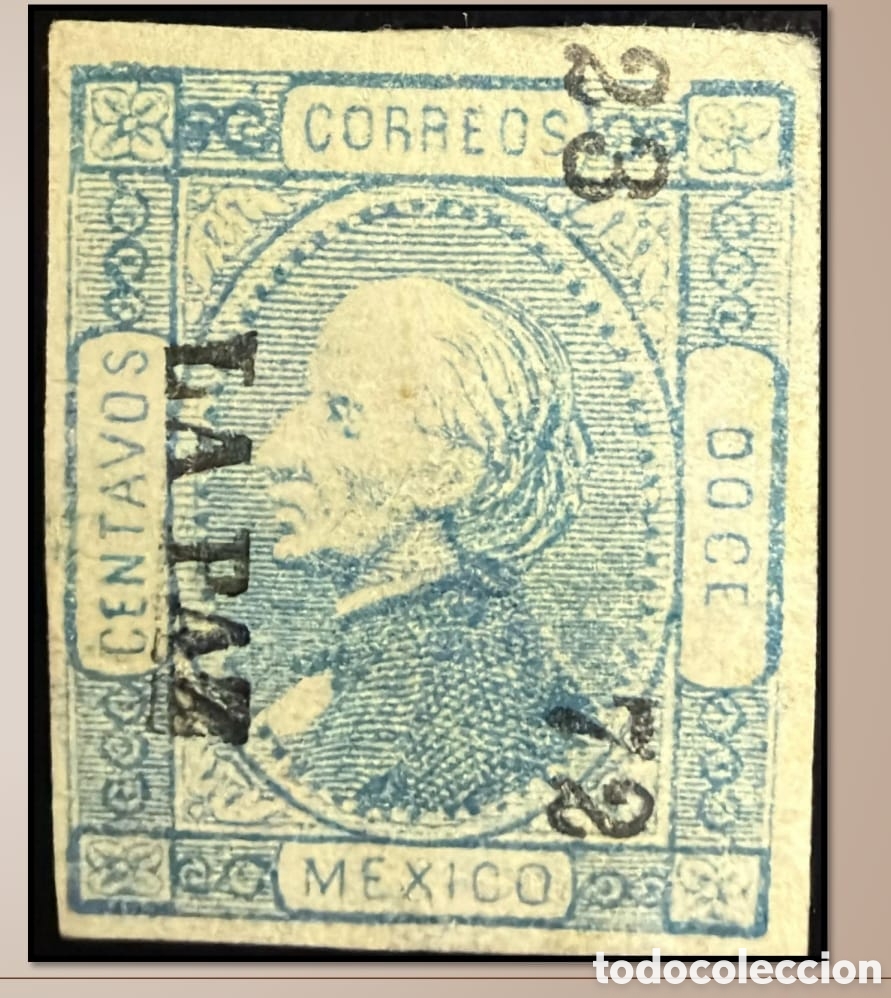Sellos: SM4)1872. LA PAZ. 12 centavos Garbancito. MINT Estimado: 90 usd