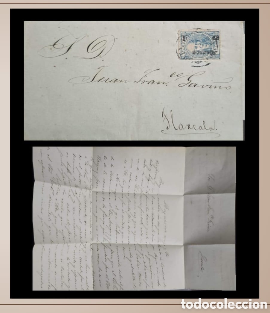 Sellos: SM4)1871. Guadalajara. MEXICO Complete letter circulated to Tlaxcala with 25 centavos stamp with d
