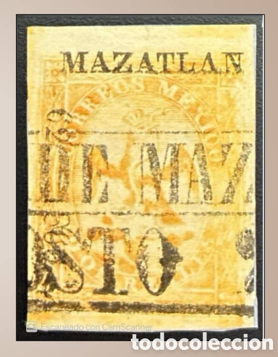 Sellos: SM4)1866. Mazatl&aacute;n.Imperial Eagle of 2 reales from the V period with box Mazatl&aacute;n cancellation wit