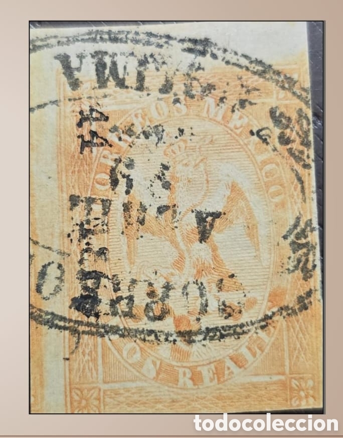 Sellos: SM4)1866. COLIMA.Imperial Eagle of 2 reales from the V period with ornamental oval cancellation. S