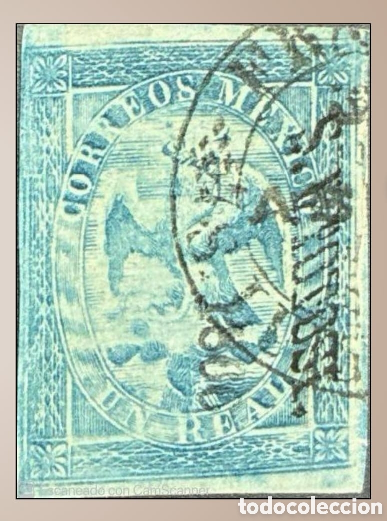 Sellos: SM4)1866.San LUIS POTOS&Iacute;.Imperial Eagle of 1 real from the V period with double-line circular canc