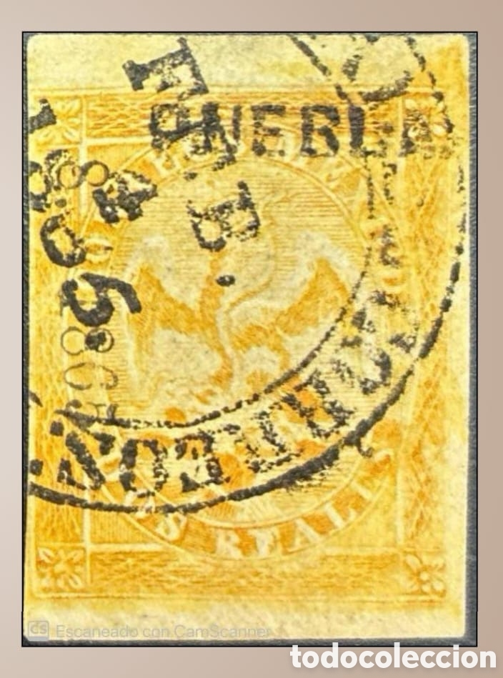 Sellos: SM4)1865.DISTRITO: PUEBLAImperial Eagle of 2 reales from the IV period with double-line circular c