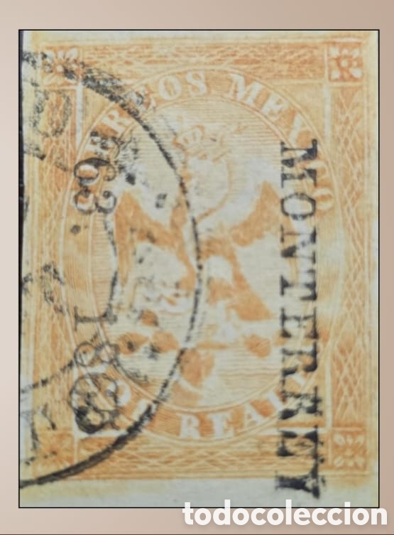 Sellos: SM4)1865.DISTRITO: MONTERREY Imperial Eagle of 2 reales from the IV period with double-line circul