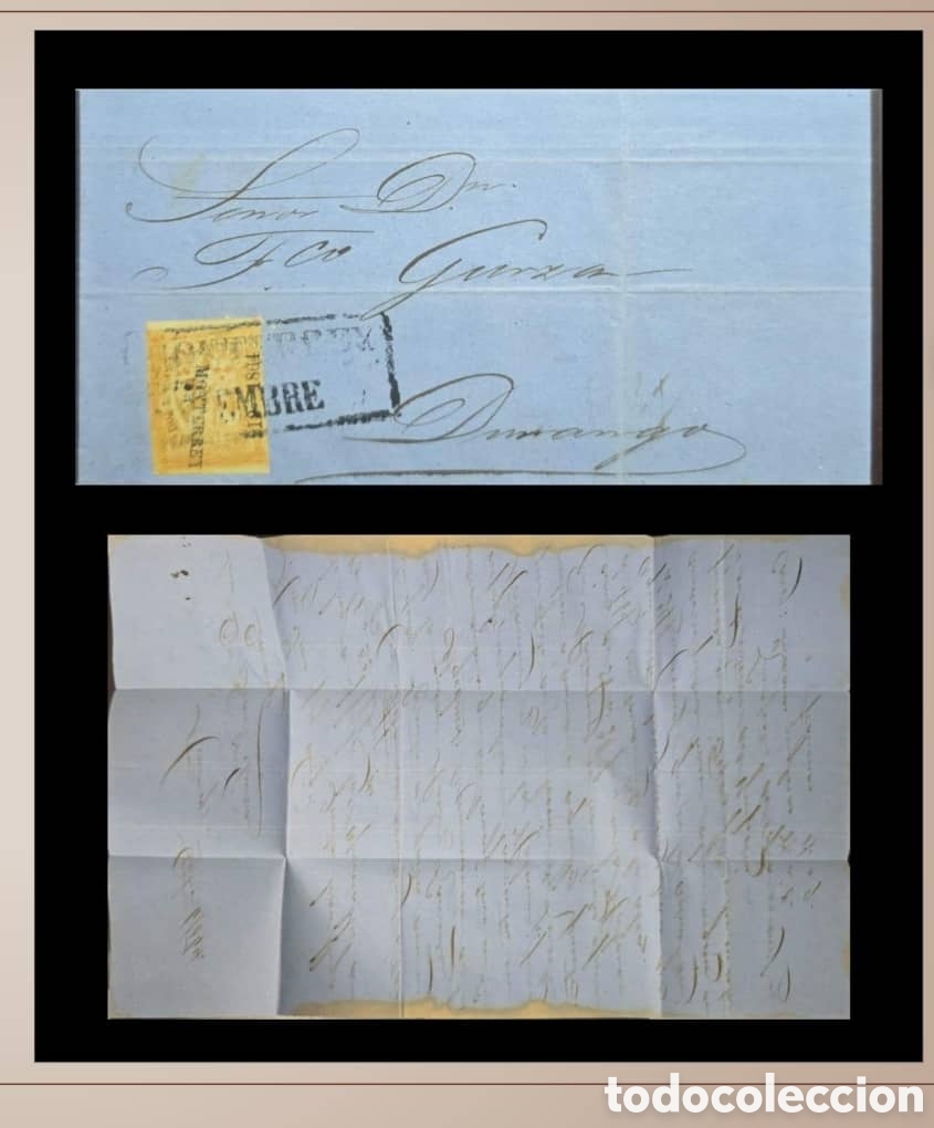 Sellos: SM4)1864.DISTRITO: MONTERREY Complete letter circulated to Durango with 2 reales Imperial Eagle st