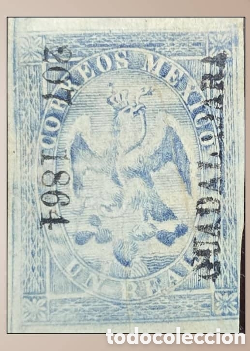Sellos: SM4)1864.DISTRITO: GUADALAJARA. Imperial Eagle of 1 real from the II Period. Mint. Scott: 22. Es