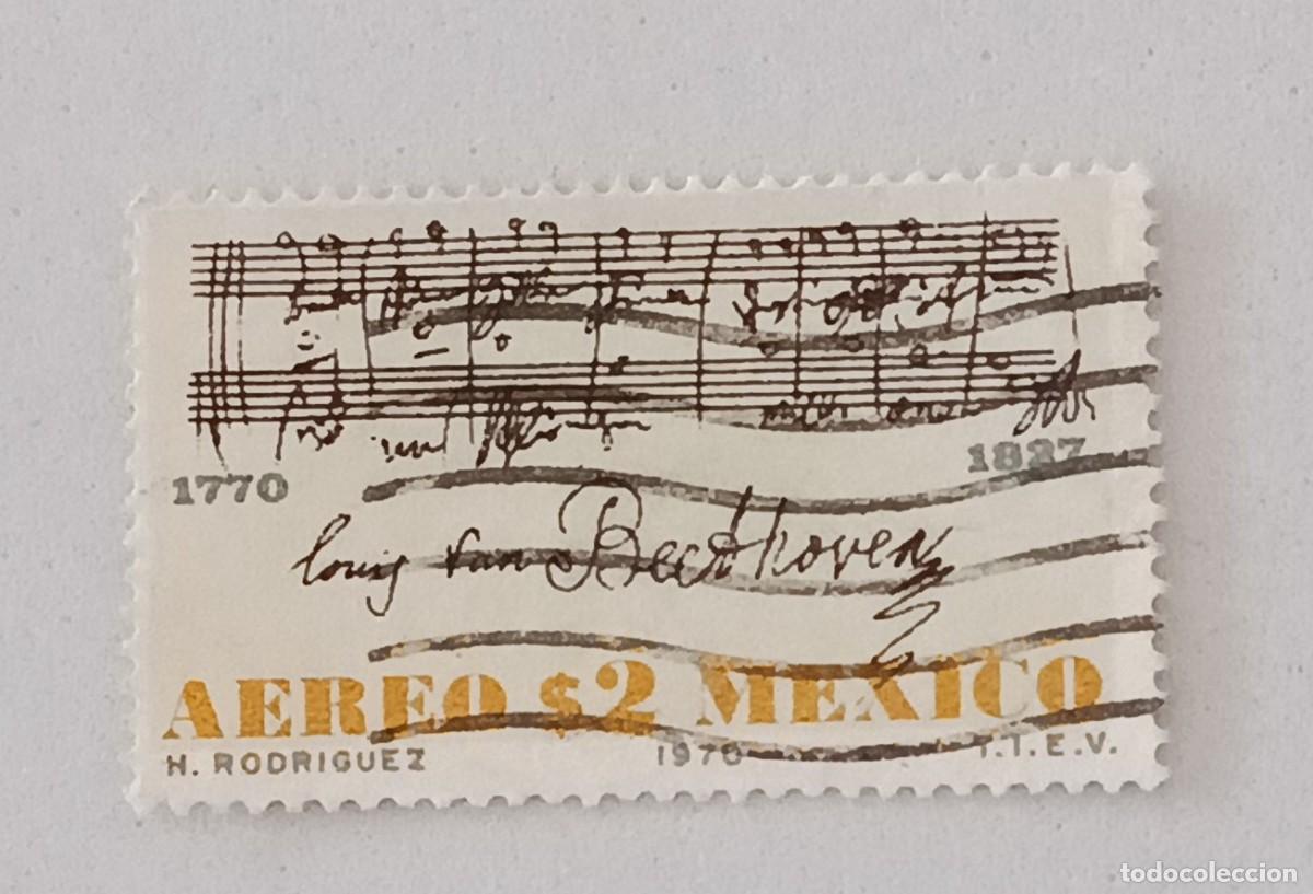 Sellos: Sellos M&eacute;xico 1970 II Centenario del nacimiento de Ludwig van Beethoven, 1770 - 1827. A&eacute;reo.
