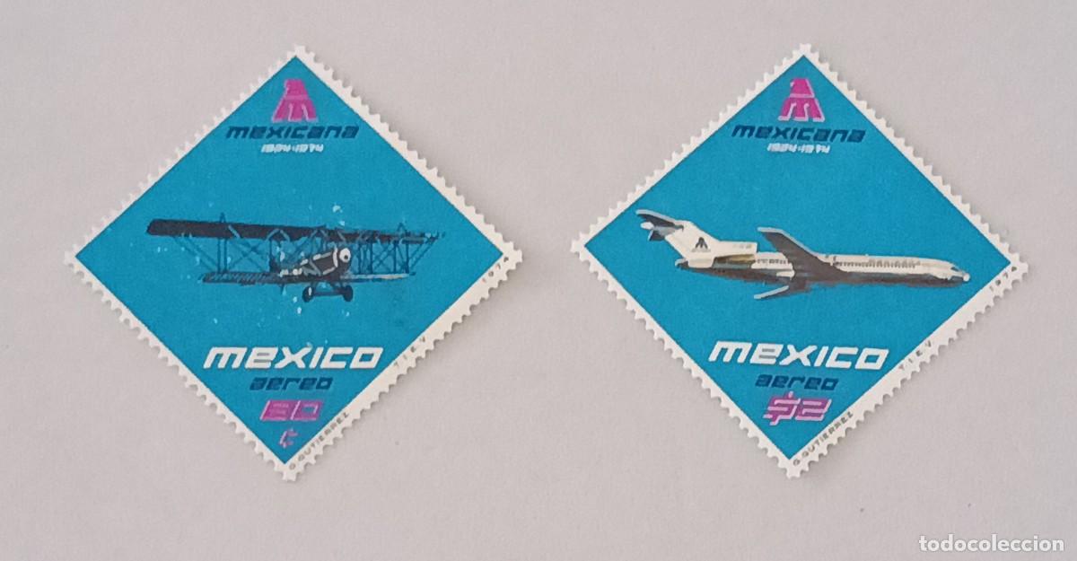 Sellos: Sellos M&eacute;xico 1974 50&ordm; Aniversario de las l&iacute;neas a&eacute;reas nacionales &rdquo;Mexicana&rdquo;. A&eacute;reos.