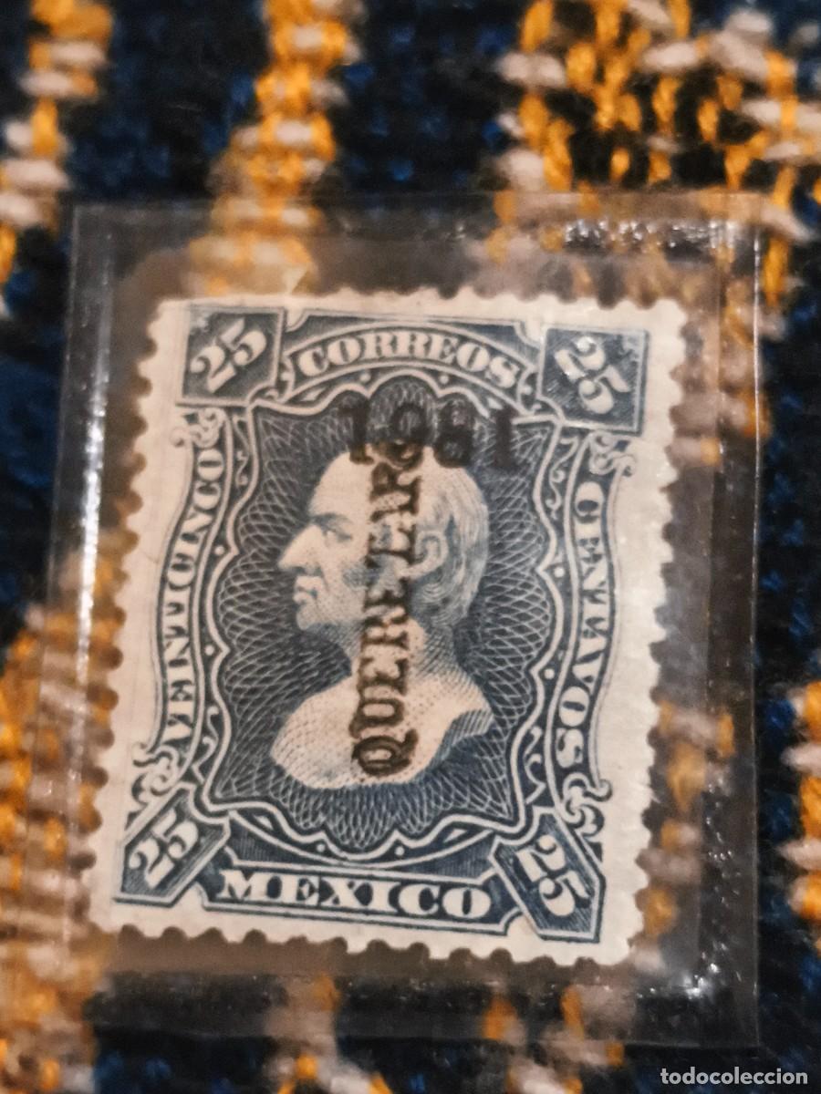 Sellos: Sello Quer&eacute;taro 1881 sobreimpreso 25 centavos