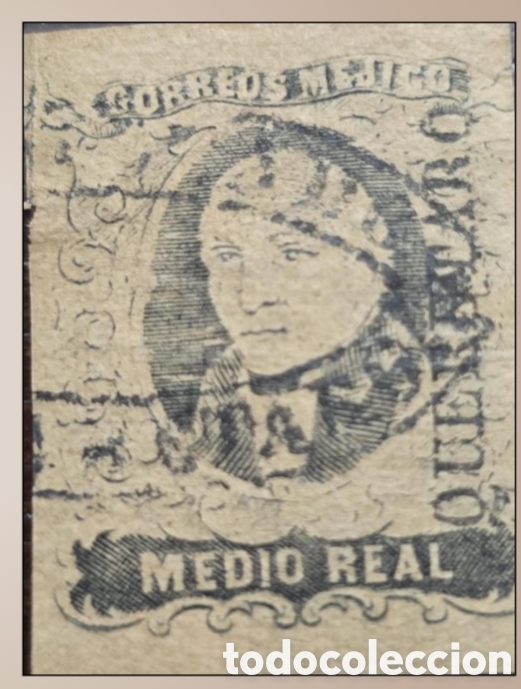 Sellos: SM4)1861QUER&Eacute;TARO1 real with double-line oval cancellation. Scott: 6. 90 usd