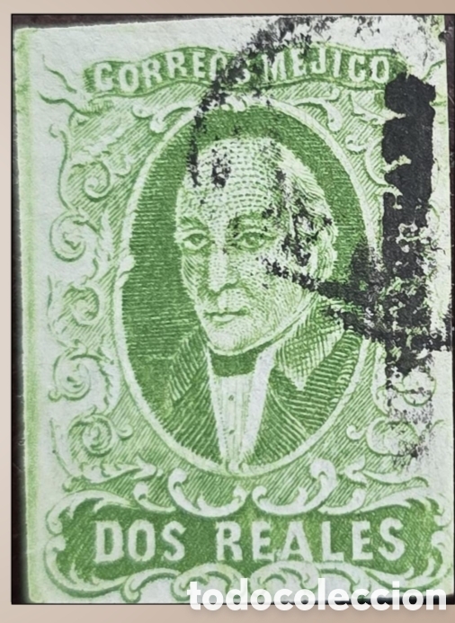 Sellos: SM4)1856.QUER&Eacute;TARO2 reales Plate II, very well printed, with oval cancellation. Scott: 3. 30 us