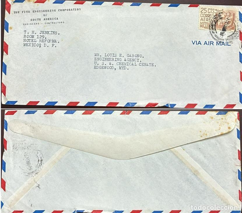 Sellos: TS) CIRCA 1950 MEXICO, AIRMAIL, COVER SENT FROM MEXICO CITY TO MARYLAND,MICHOACAN MASKS,VF.