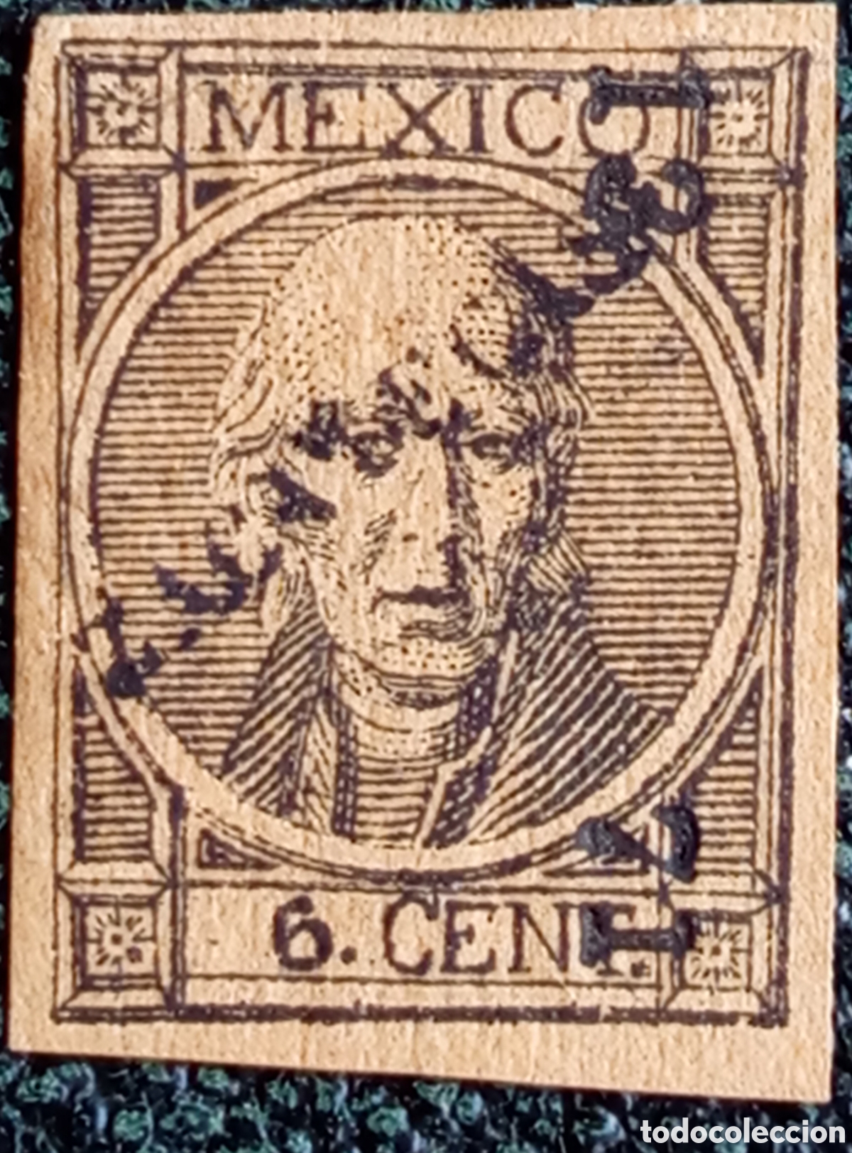 Sellos: Sello Mexico Hidalgo 6c Verde 1868 Sin Dentar Sobrecarga Scott#59 Usado