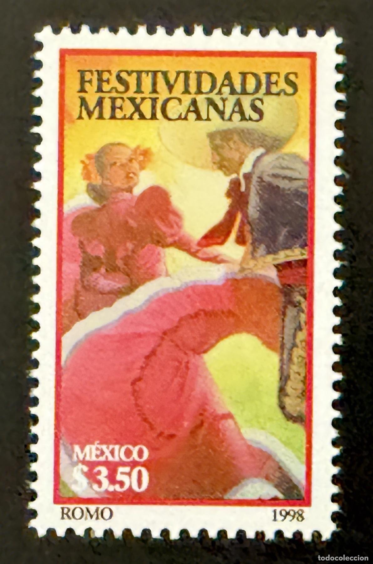 Sellos: M&eacute;xico 1998 Mi. 2685 emisi&oacute;n conjunta festividades mexicanas danza folklore