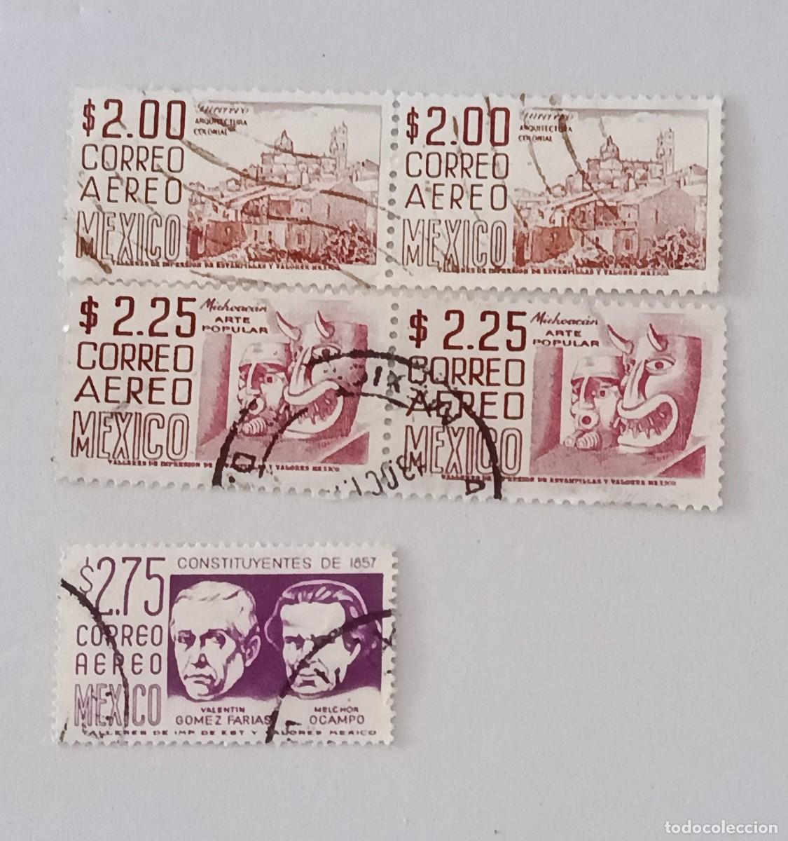 Sellos: Sellos M&eacute;xico 1963 Serie &rdquo;M&eacute;xico&rdquo;. Filigrana F. A&eacute;reos. Tipos de 1950