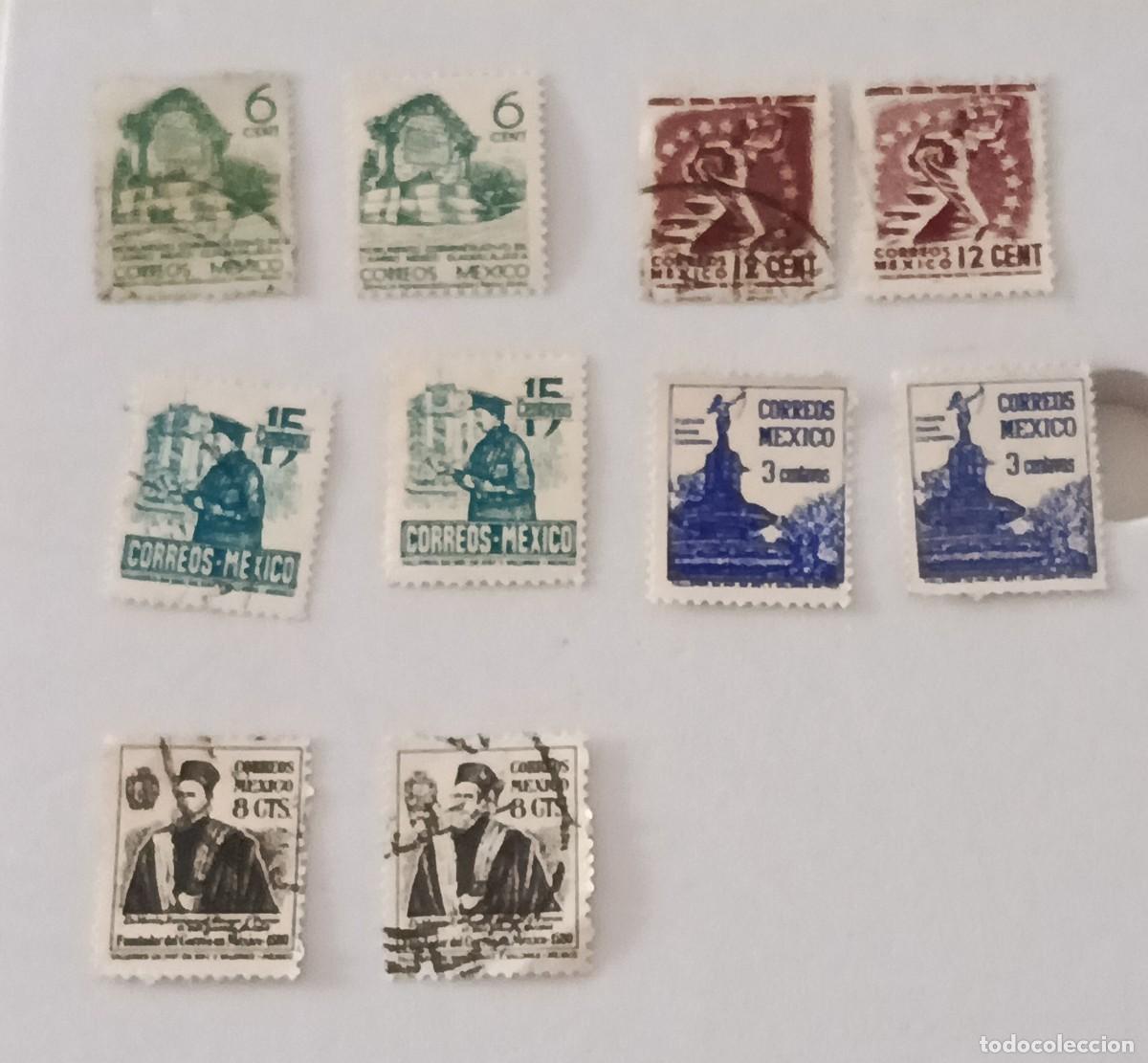 Sellos: Sellos M&eacute;xico 1941, 1944, 1945, 1946 y 1947, diferentes filigranas y tonalidades