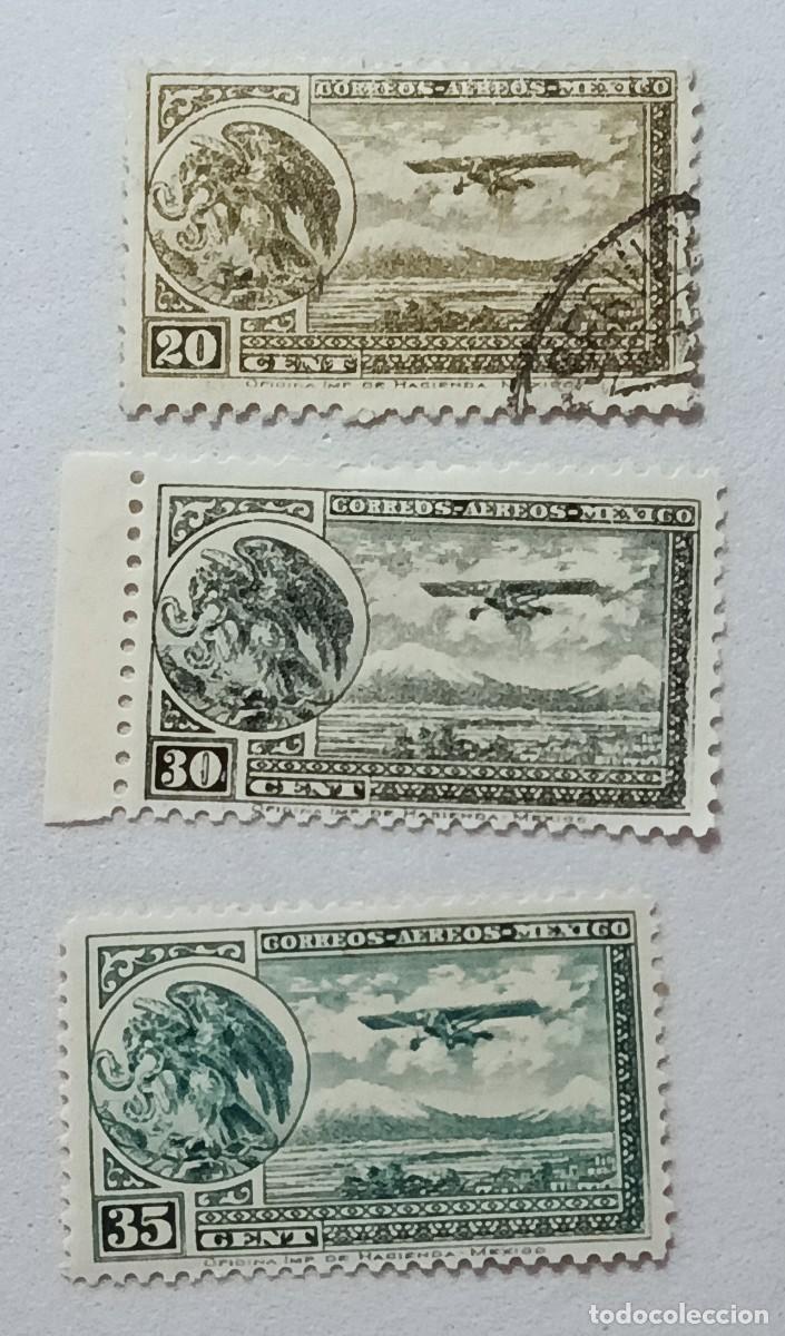 Sellos: Sellos M&eacute;xico 1929 -1934 Correo a&eacute;reo. Escudo nacional y aeroplano.