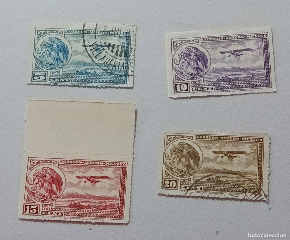 Sellos: Sellos M&eacute;xico 1929 -1934 Correo a&eacute;reo. Escudo nacional y aeroplano. Ruleta.