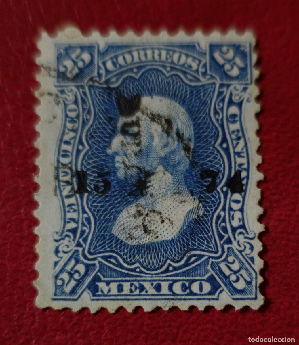 Selos: SELLO USADO MEXICO 1874 SOBREIMPRESO HIDALGO 25C