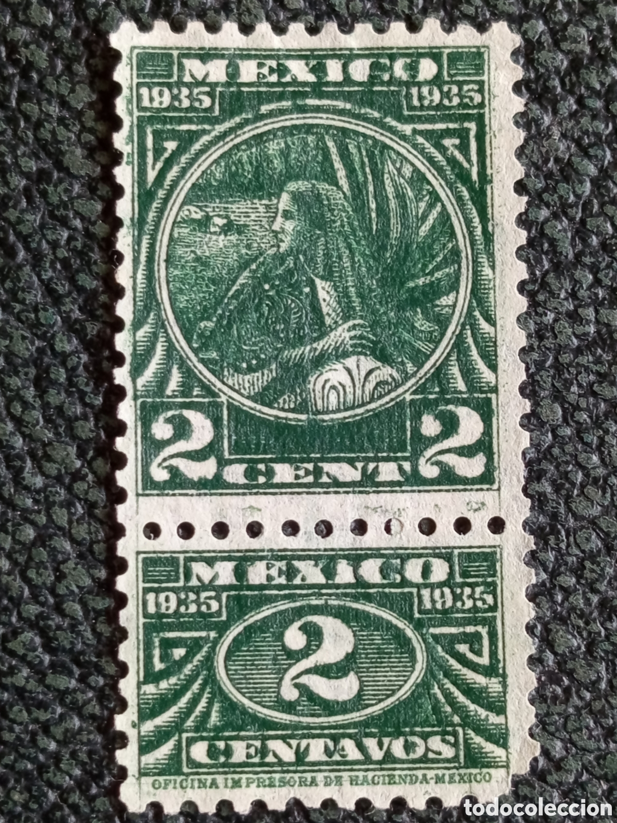 Sellos: Sellos M&eacute;xico 1935 Yalalteca + Numeral 2c Verde Michel 701 MH