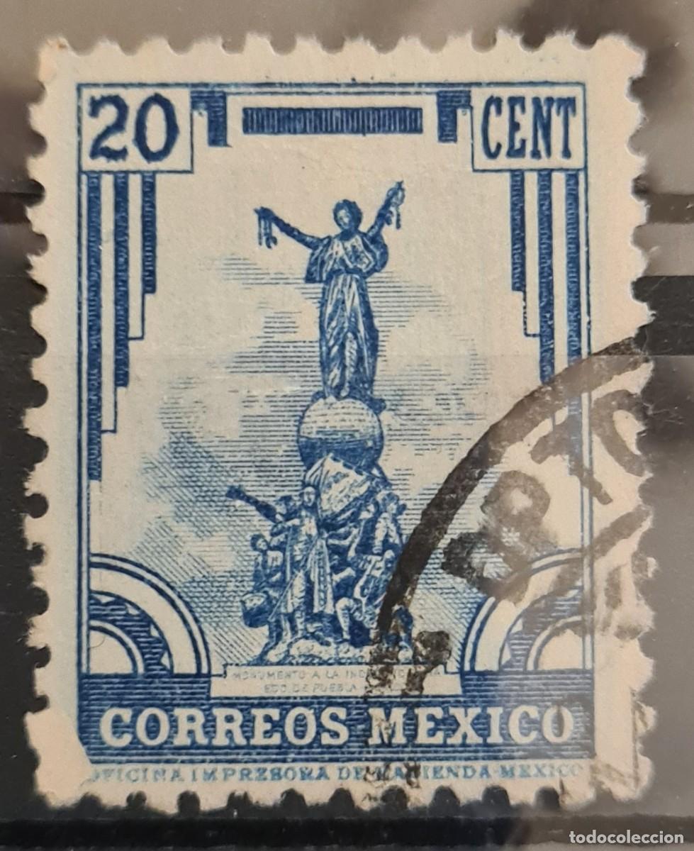 Sellos: Sello usado de Mexico 1934-36: Monumento de la Independencia de Puebla