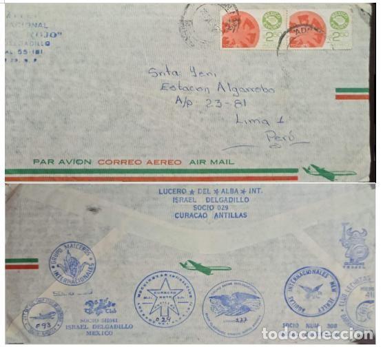 Sellos: MI) 1975 MEXICO, COVER SENT TO LIMA PERU, AIR MAIL, MULTIPLE MARKS AND INSIGNIA STAMPED WITH BLUE IN