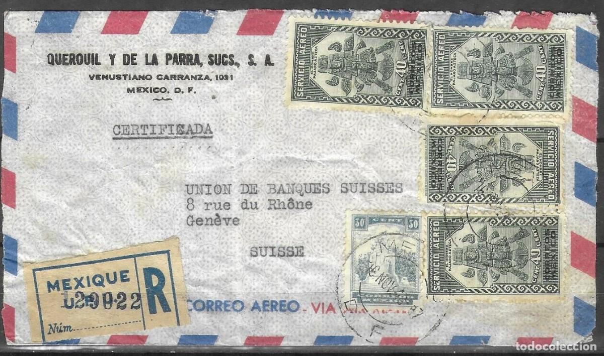 Sellos: Sobre certificado por correo a&eacute;reo mexicano a Suiza (1948)