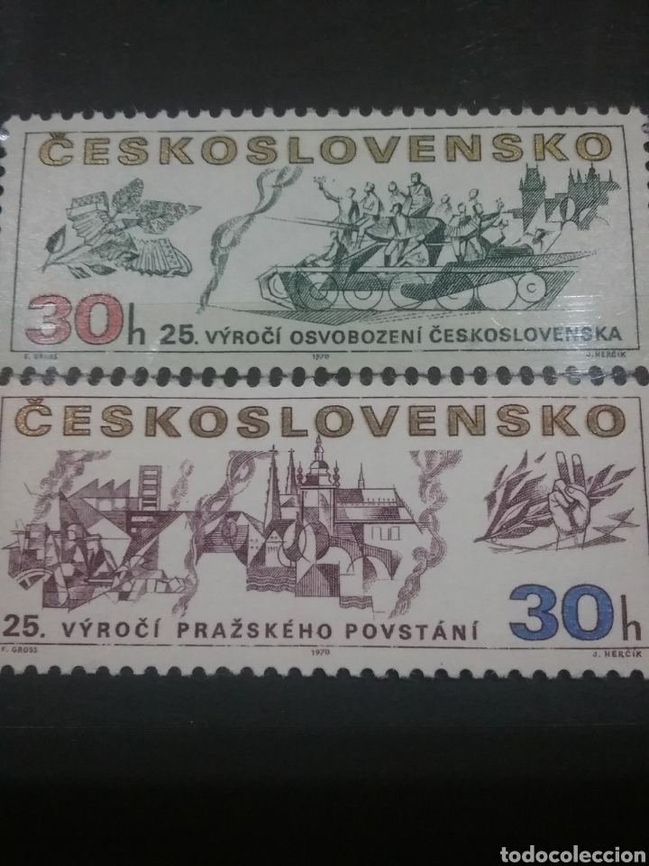 Selos: Sellos R. Checoslovaquia nuevos/1970/Guerra/Liberacion/Tanque/Soldados/Plantas/flora/incendios/armas