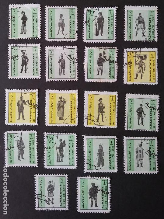 Timbres: 1972 Ajman Uniformes militares