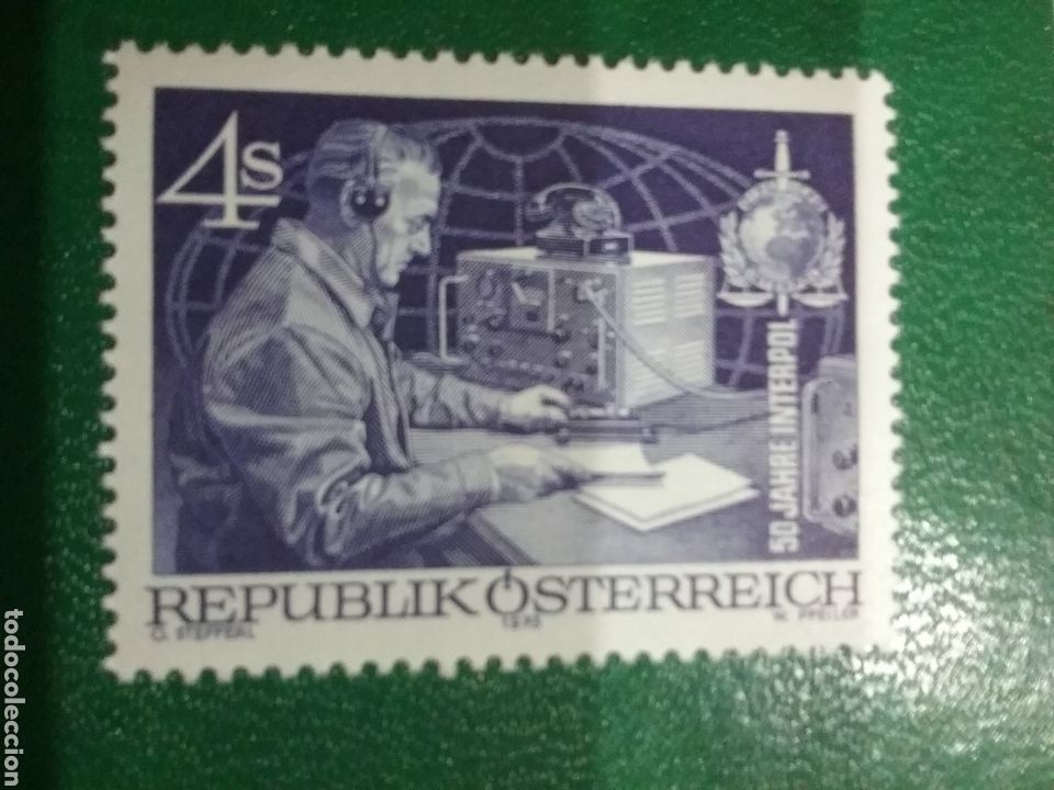Briefmarken: Sellos Austria (Osterreich) nuevos/1973/50Aniv/interpol/policia/gente/radio/emisora/emblrna/globo/te