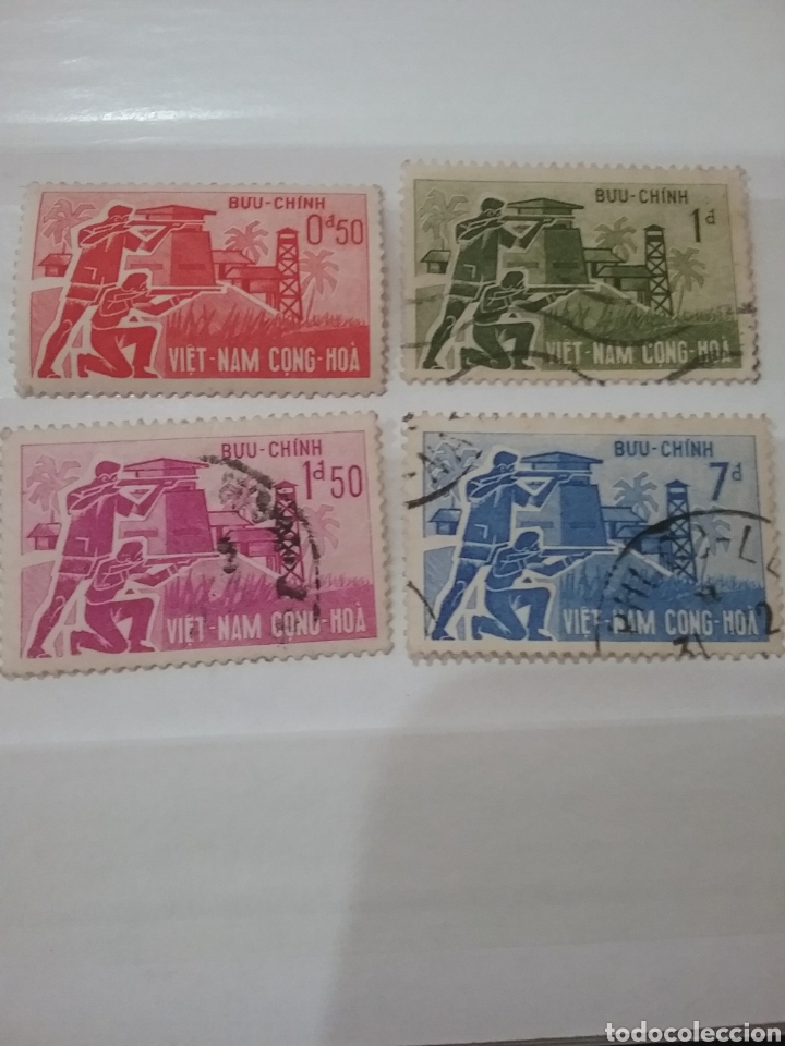 Timbres: Sellos Vietnam del Sur mtdos/usad/1962/ciudades/estrat&eacute;gica/arma/soldado/fortaleza/uniforme/guerra