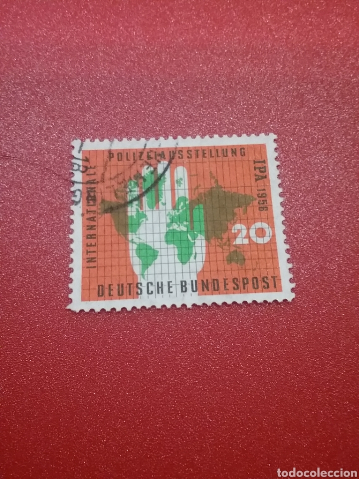 Timbres: Sellos Alemania R. Federal mtdos/1956/exp/intern/policia/mapa/mano/continentes/emblema/simbolo