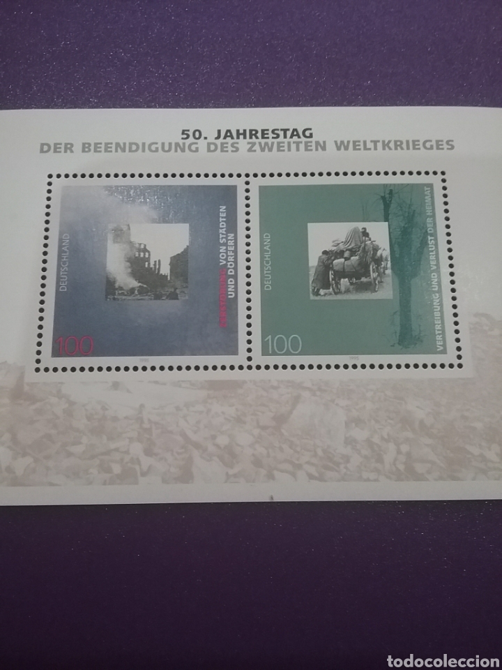 Selos: HB Alemania R. Federal nuevo/1995/Laniv/fin/2Guerra/mundial/ruinas/militar/refugiados/carro/caballo/