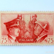Sellos: SELLO POSTAL ITALIA 1941 75 C RETRATOS DE MUSSOLINI Y HITLER SEGUNDA GUERRA MUNDIAL CONMEMORATIVO. Lote 249290445
