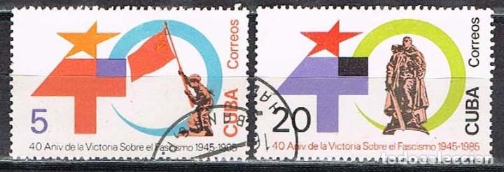 CUBA Nº 2954/5, 40 ANIVERSARIO DEL FIN DE LA 2ª GUERRA MUNDIAL, USADO (Sellos - Temáticas - Militar)