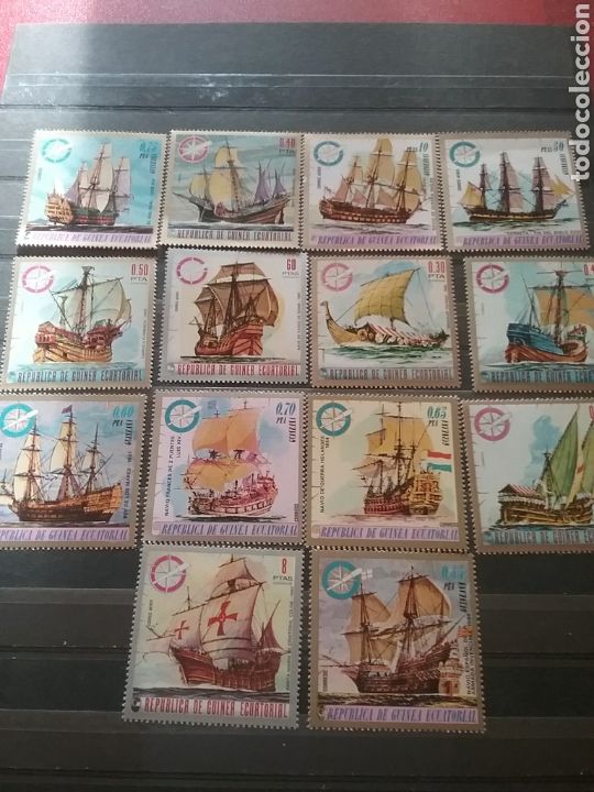 Selos: Sello G. Ecuatorial nuevo/1975/barcos/velero/tranaporte/nave/corbeta/nao/vasco/Gama/vikingo/mediterr