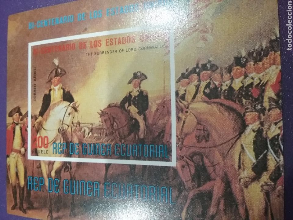 Selos: HB G. Ecuatorial nuevos/1975/2Cent/independencia/EE.UU/uniforme/efercito/soldado/armas/caballo/espaf